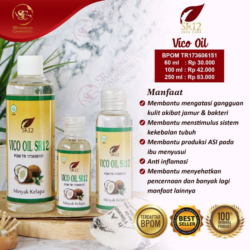 VCO SR12 ORI BPOM/MINYAK SERBAGUNA MURNI KELAPA