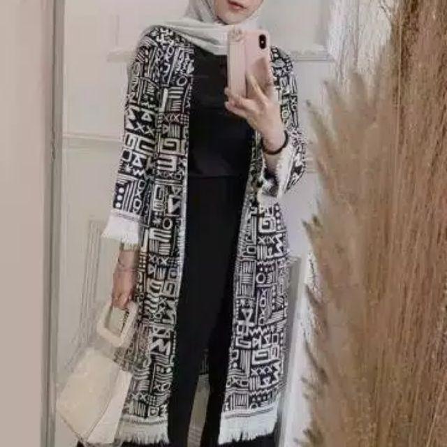 ETNIK OUTER RUMBAI KARDIGAN RUMBAI-Navy
