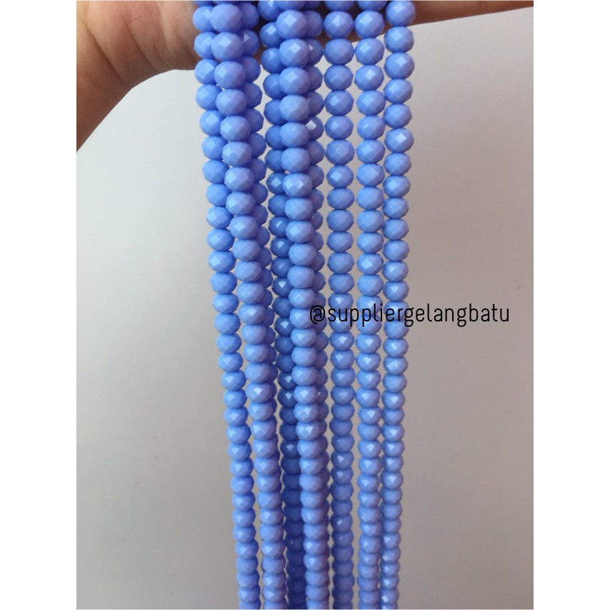 Crystal Ceko Doff 8mm biru muda aksesoris beads manik donat rondelle bahan kristal gelang kalung