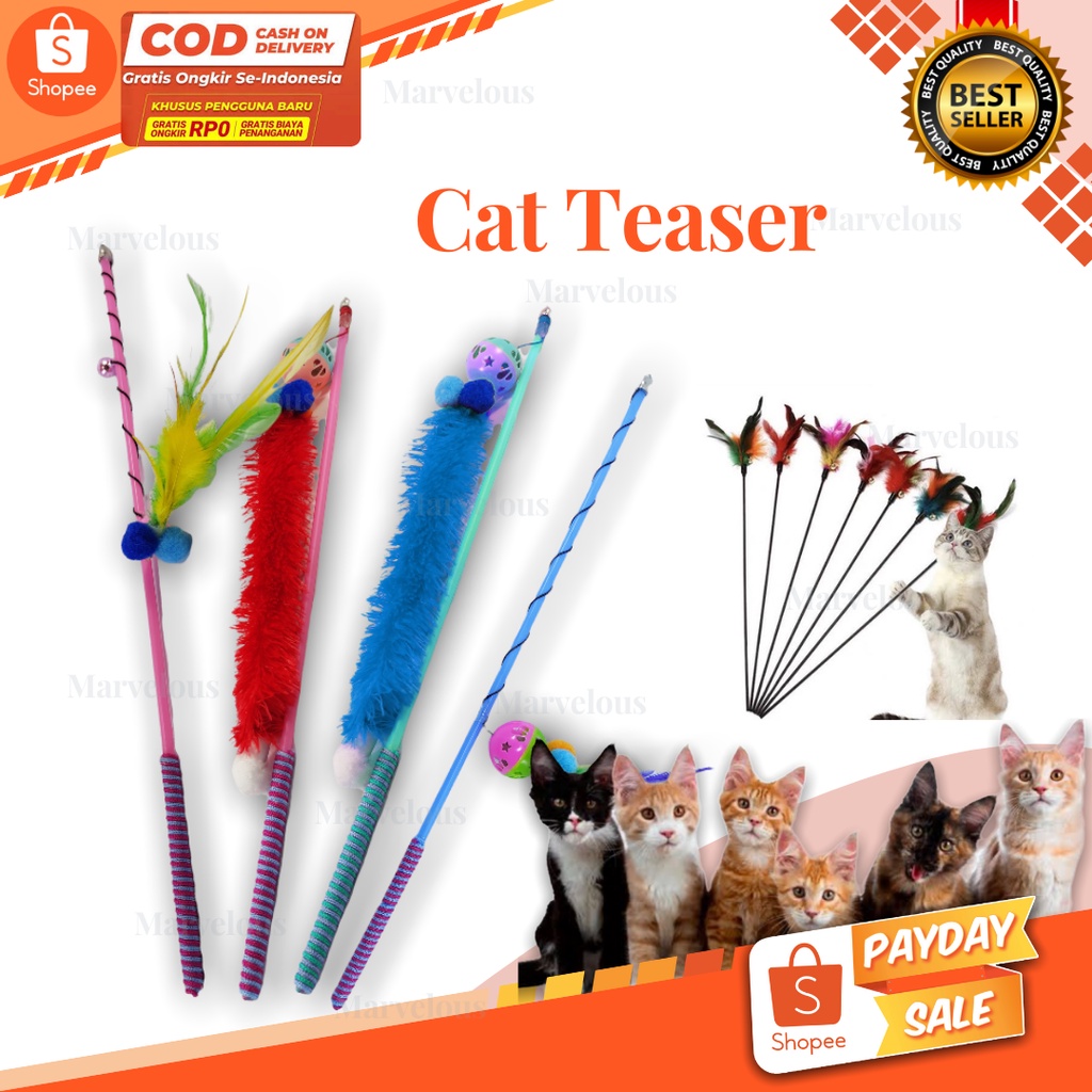 Mainan kucing Cat teaser / mainan kucing stik bulu / mainan lucu kucing tongkat kucing stik elastis