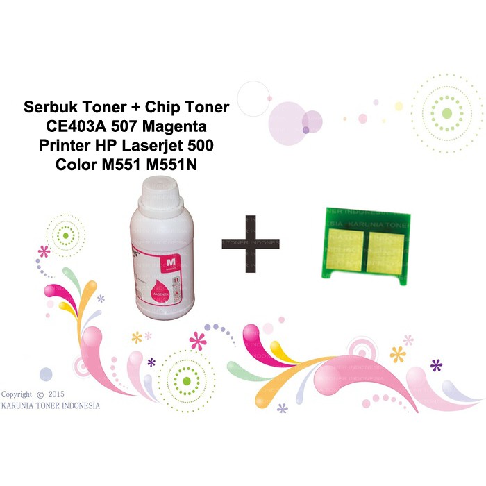 Serbuk Toner + Chip Toner CE403A 507 Magenta Laserjet 500 Color M551