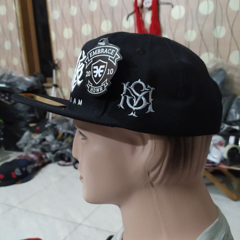 Topi Snapback metal distro pria Bordir Serigala malam