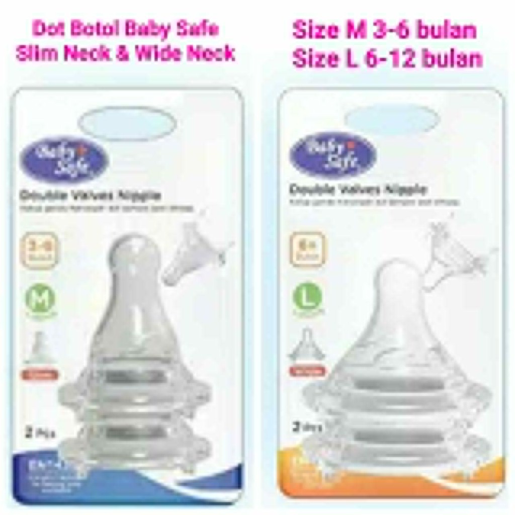 DOT nipple BOTOL BABY SAFE Double Valves Slim Neck / Wide Neck Nipple- BAYI ONLINE SHOP