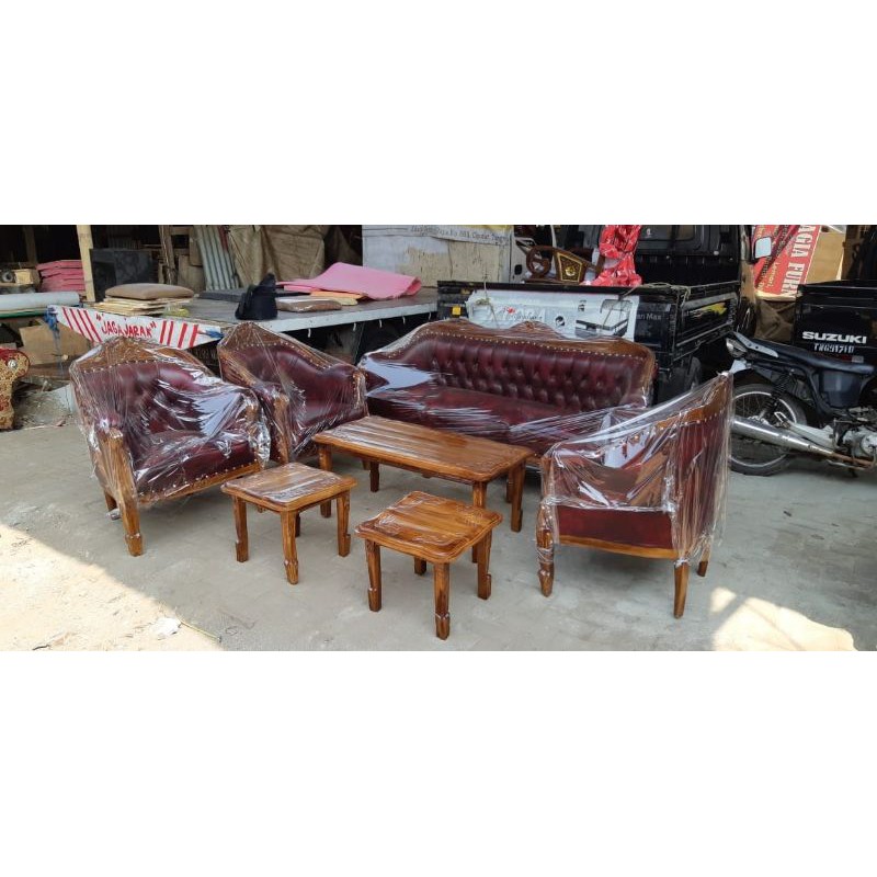 JATI KURSI LOUIS 3111 1MEJA BESAR 2MEJA KECIL