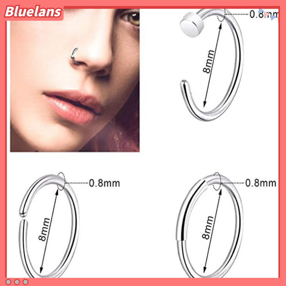 36 Pcs Cincin Tindik Hidung Bentuk C Aksen Berlian Imitasi Untuk Unisex