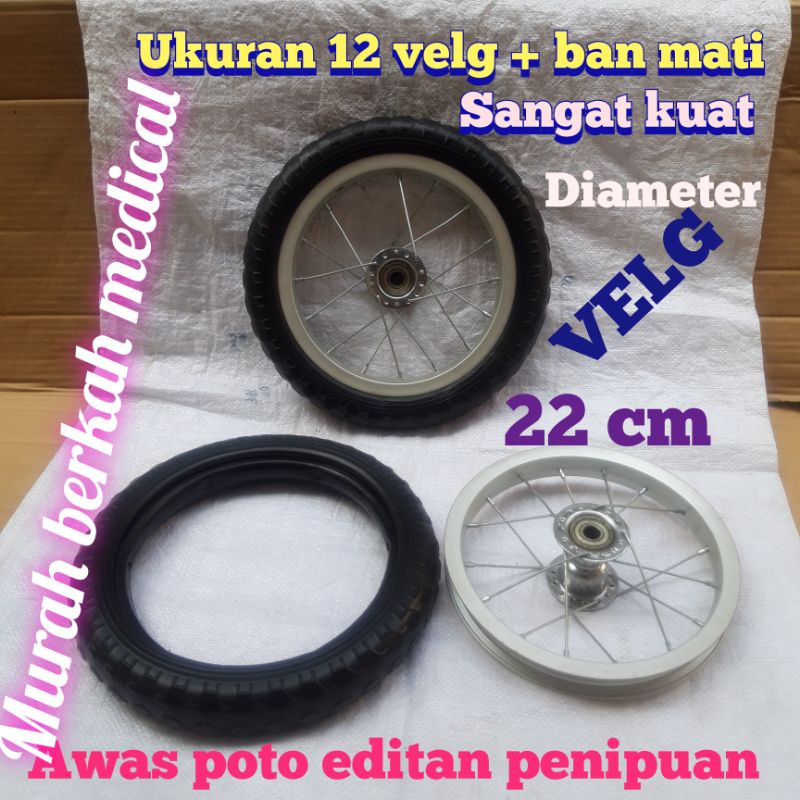 Roda ukuran 12 VELG  + ban mati kursi roda termurah