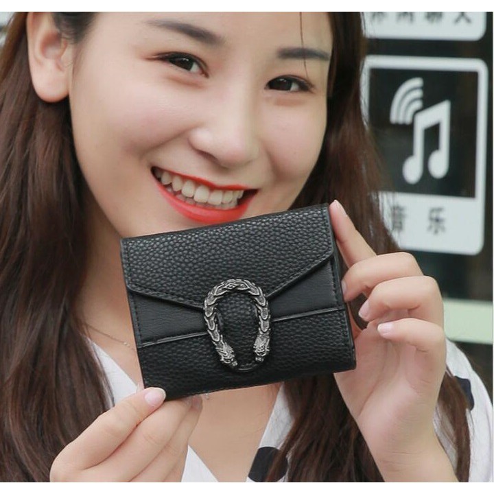 Dompet Lipat Kulit Wanita Import Women Wallet Mini Leather Solid Color