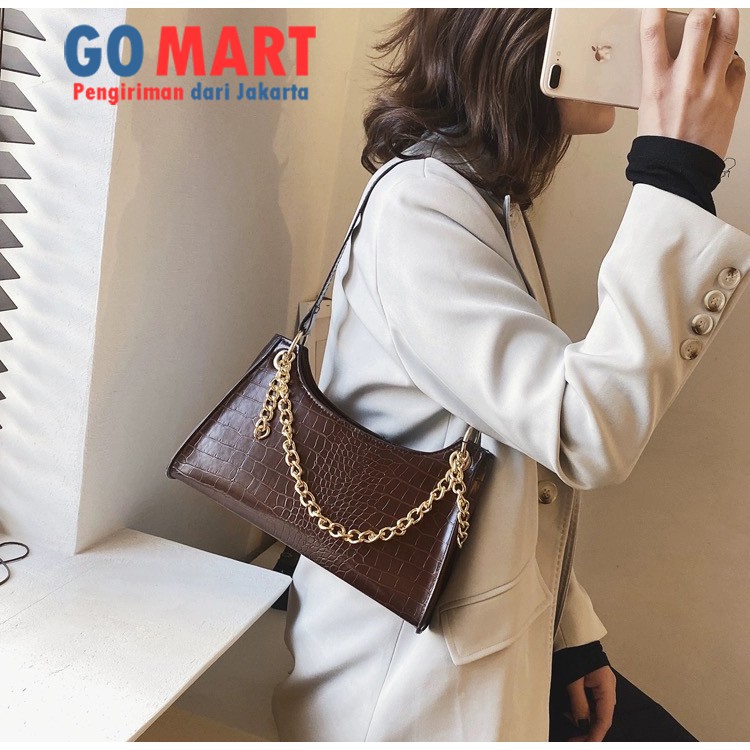 Tas Shoulder Bag Wanita Import Tas Bahu Croco Model Terbaru - Tas Fashion Korea Import Kekinian - Tas Wanita Terbaru - Tas Wanita Import - Tas Viral Wanita - SL47