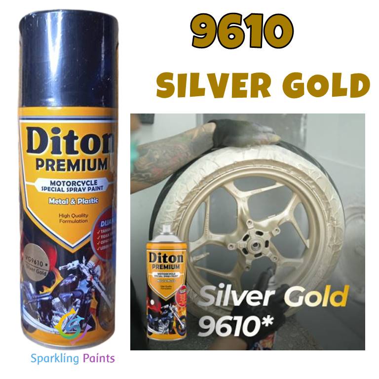 Pilox Diton Premium 9610 Silver Gold 400ml Cat Pilok Pylox Silfer Emas Metallic Metalic Metalik