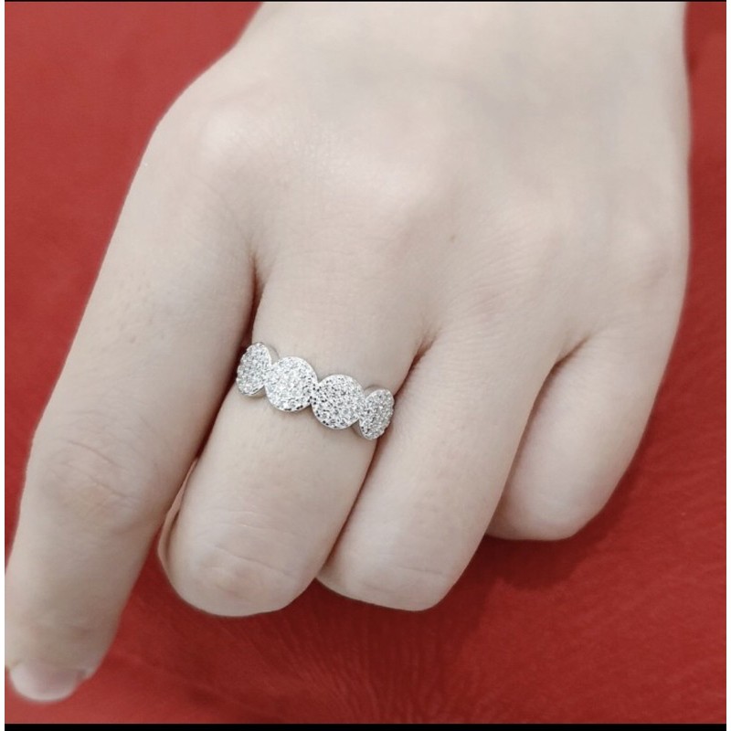 Cincin wanita cincin perak 925 lapis emas putih cincin cewek perak 925 S381