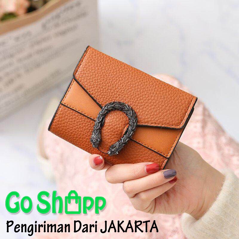 Dompet Wanita Kancing Ular Polos - Dompet Fashion Kulit Import - Dompet Wanita Premium Import [PD08]