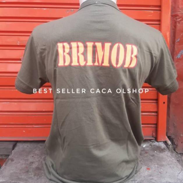 [KODE ZX6395] Kaos BRIMOB Jatah POLRI 100% Original Bahan full KATUN sisa pembagian coklat hitam len