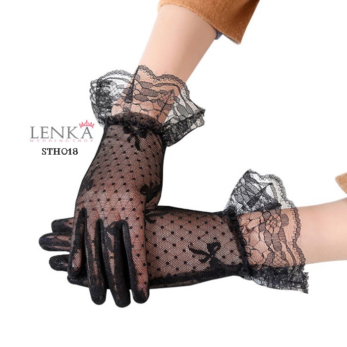 [SIAP KIRIM] BRIDAL GLOVES AKSESORIS PENGANTIN SARUNG TANGAN PESTA HITAM STH018