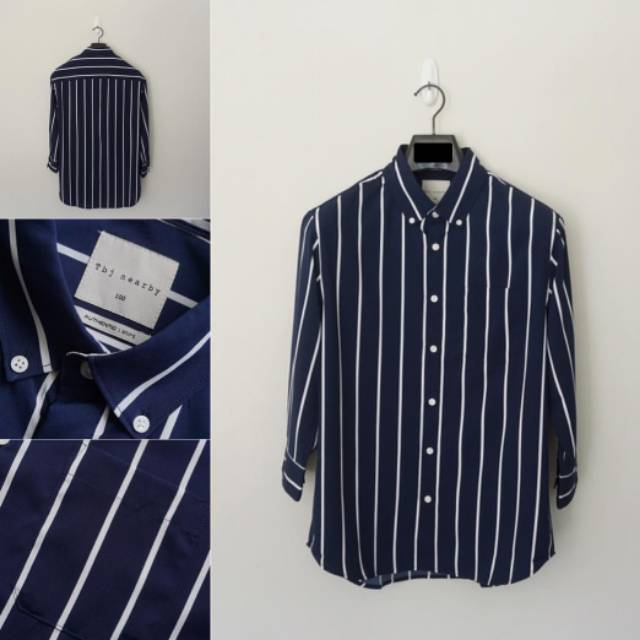 Kemeja tbj nearby navy stripe