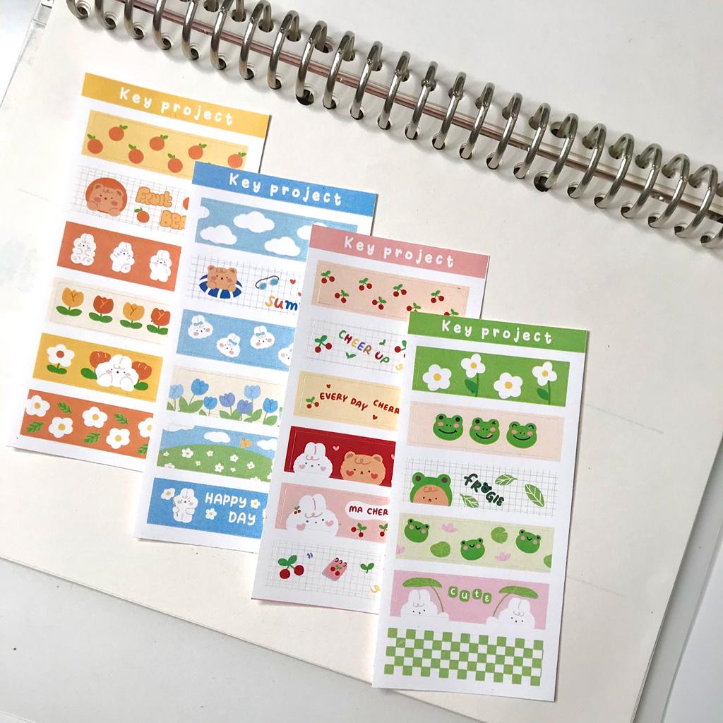 

masking seal sticker sheet/ stiker washi/ dekorasi jurnal/ planner deco