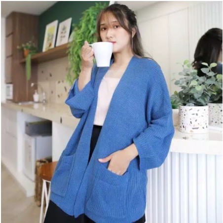 LAVELLA/LOOCY CARDY 7 GET  oversized - cardy wanita - kardigan wanita - kardigan bigsize-DENIM