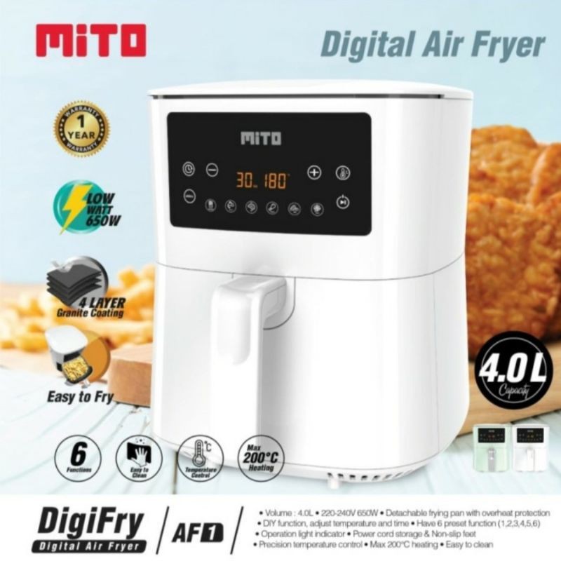 Mito Air Fryer Penggorengan Tanpa Minyak AF1 4Liter Hemat Listrik