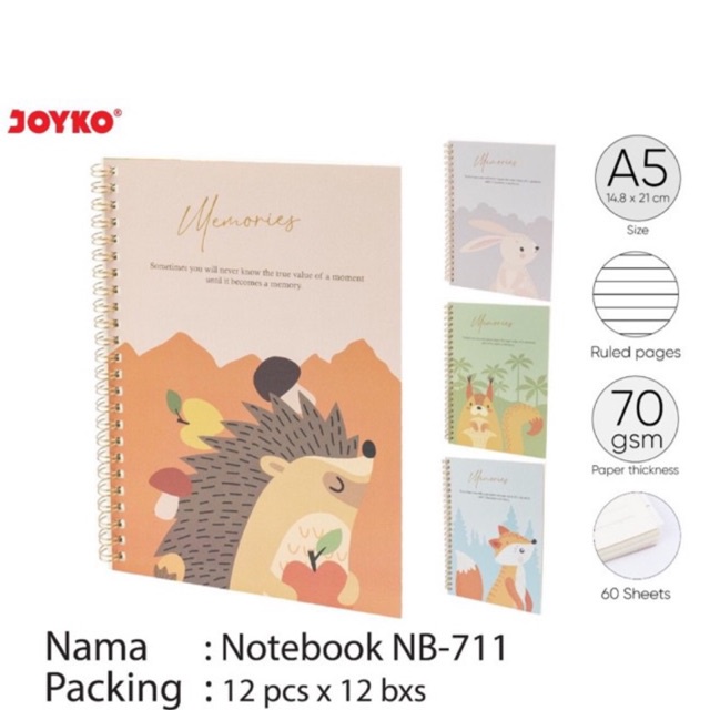 

Ring Notebook / Buku Diary Ring Fancy Lucu Bergaris NB-711 NB711 Memories Joyko