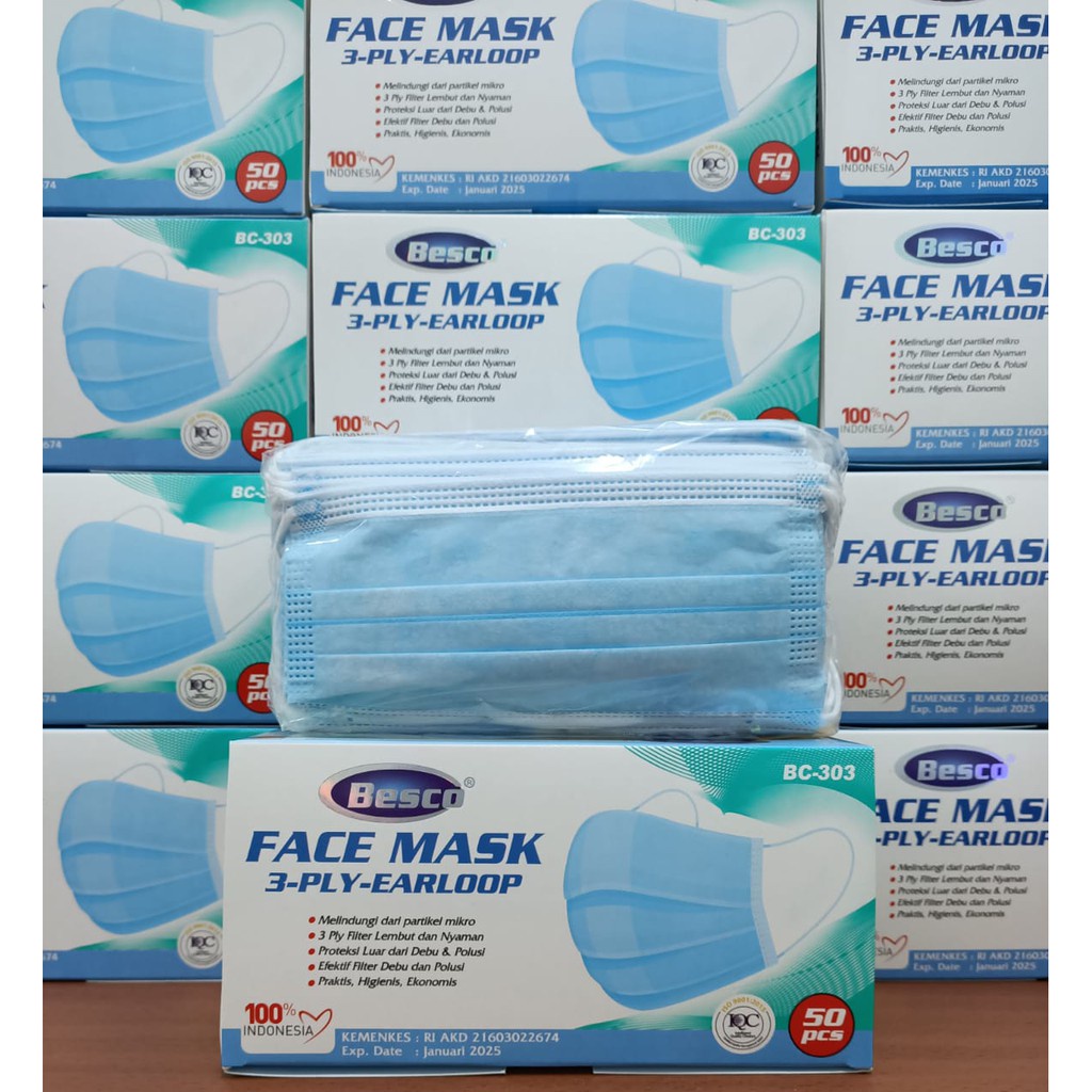 Masker 3Ply Medis bedah Disposable face mask Masker 3 Ply Medis Earloop disposable facemask