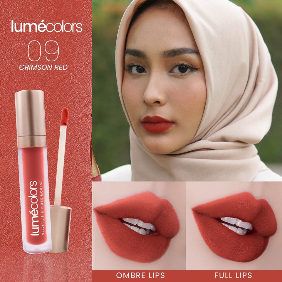 (Free Emas) Lumecolors Lipmousse 3in1 Velvet Lip &amp; Cheek Mousse Eyeshadow - Crimson Red