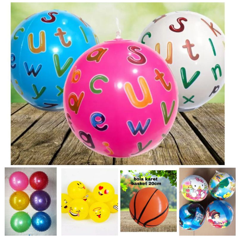 bola karet karakter mainan anak