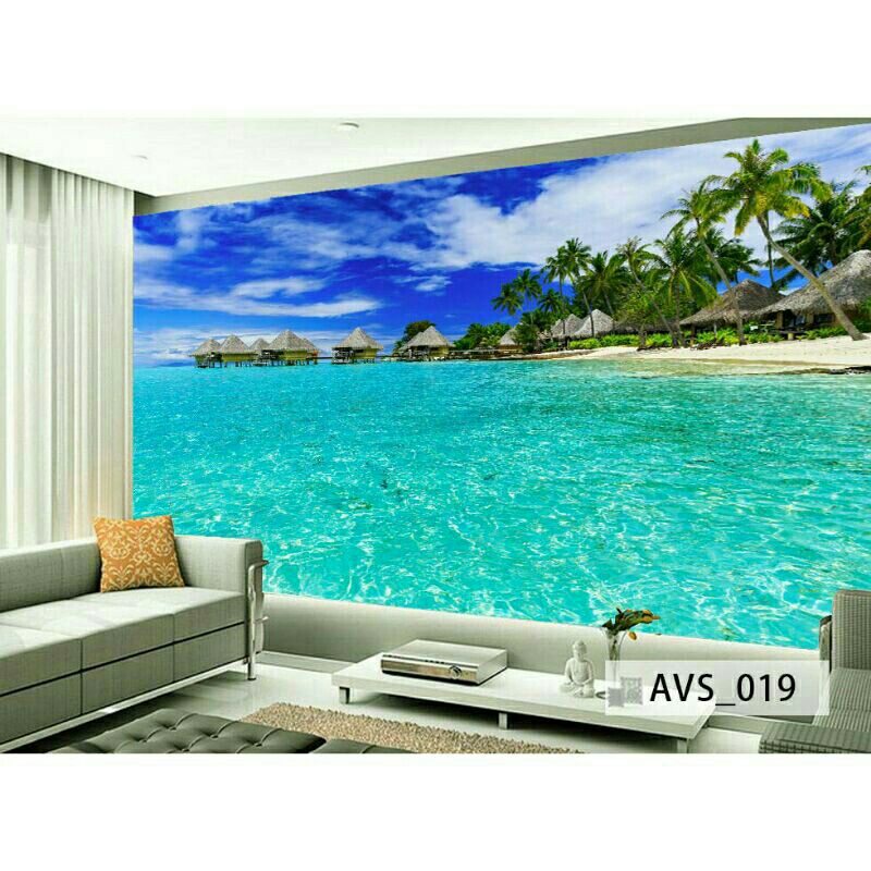 Wallpaper Dinding Tema Pantai Wallpaper Custom Pemandangan Pantai 3D