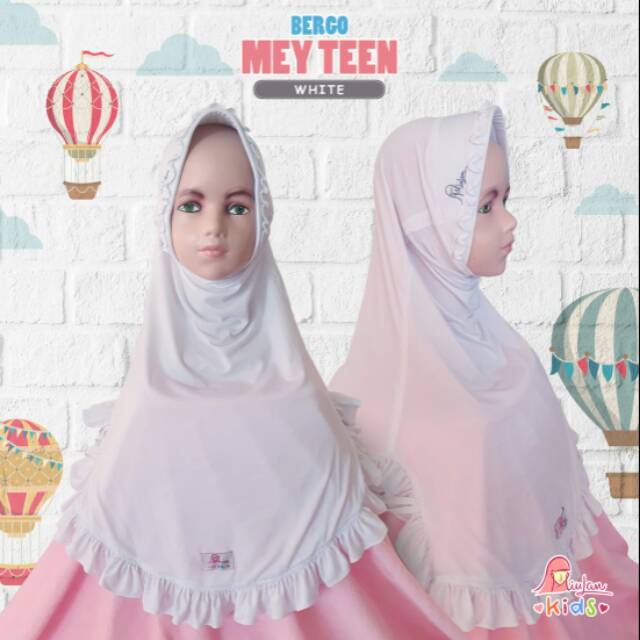 Jilbab Jersey Bergo Mey Teen Anak SD Warna Putih