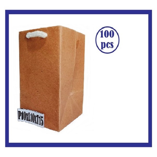

100 pcs tas souvenir kertas paperbag gelas mug paper bag 10x10x15 polos coklat