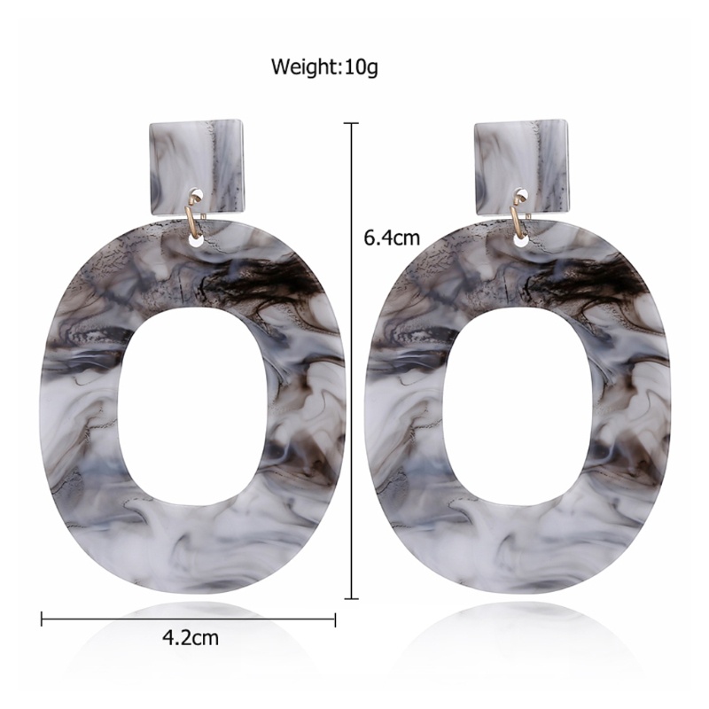 SIY  Tortoiseshell Oval Geometry Acetic Acrylic Statement Drop Earrings for Women