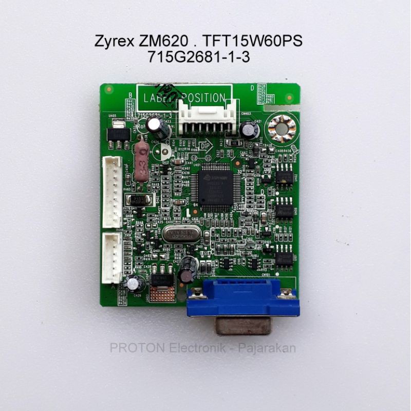 Mainboard LCD Monitor Zyrex ZM620 TFT15W60PS GTC LD500WNT LD600WNT Matherboard driver VGA PCB 715G26