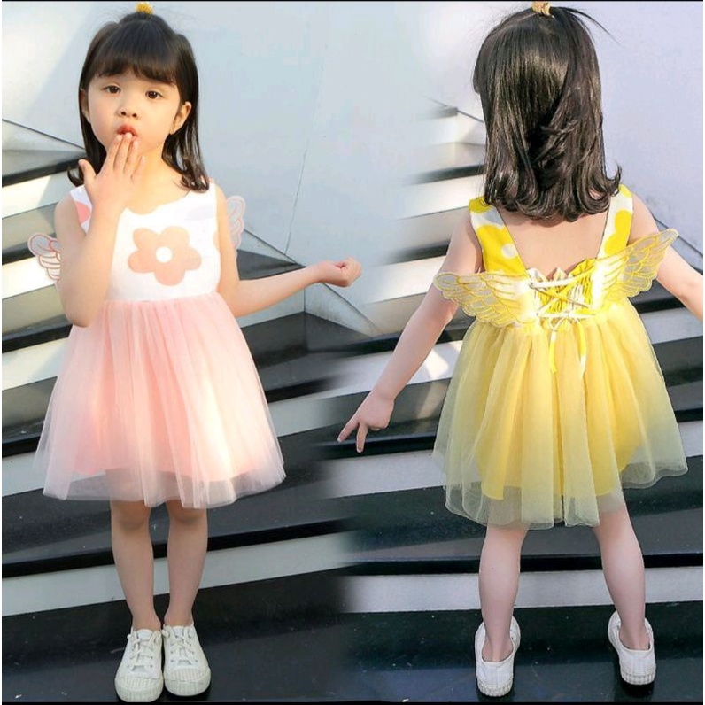 dress wings anak import dress butterfly dress kupu-kupu dress sayap dress anak import