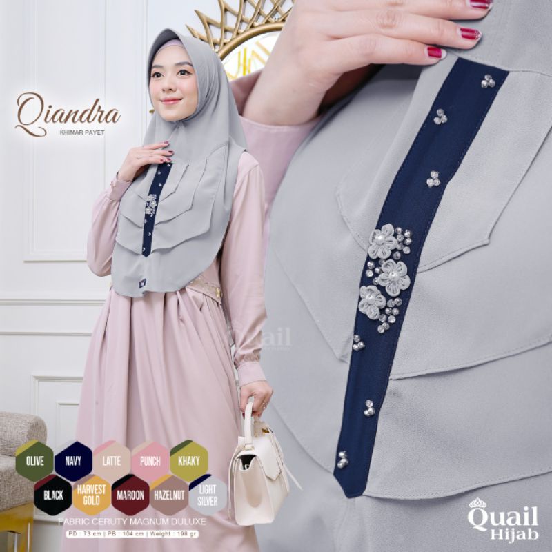 QIANDRA ORIGINAL QUAIL HIJAB | NEW QUAIL HIJAB | KHIMAR PAYET QUAIL | KHIMAR KONDANGAN