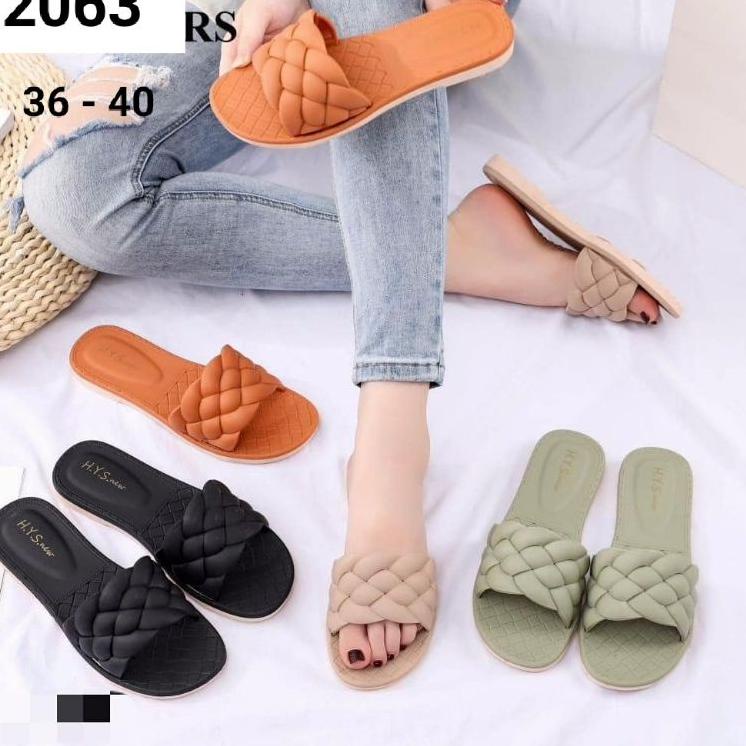 (MURAH BANGET) sandal hys new 2063 KEPANG sandal selop jelly wanita motif kepang