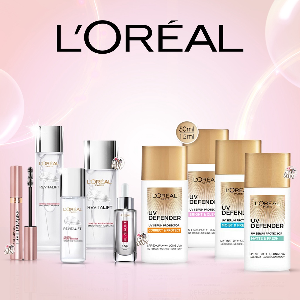 L'OREAL / LOREAL SKINCARE SERIES ( REVITALIFT EYE SERUM / REVITALIFT MICRO ESSENCE / SERUM HYALURONIC ACID / UV DEFENDER SPF 50 )