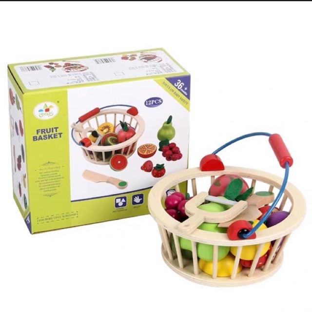 Cutting Fruit Basket Wooden Toys