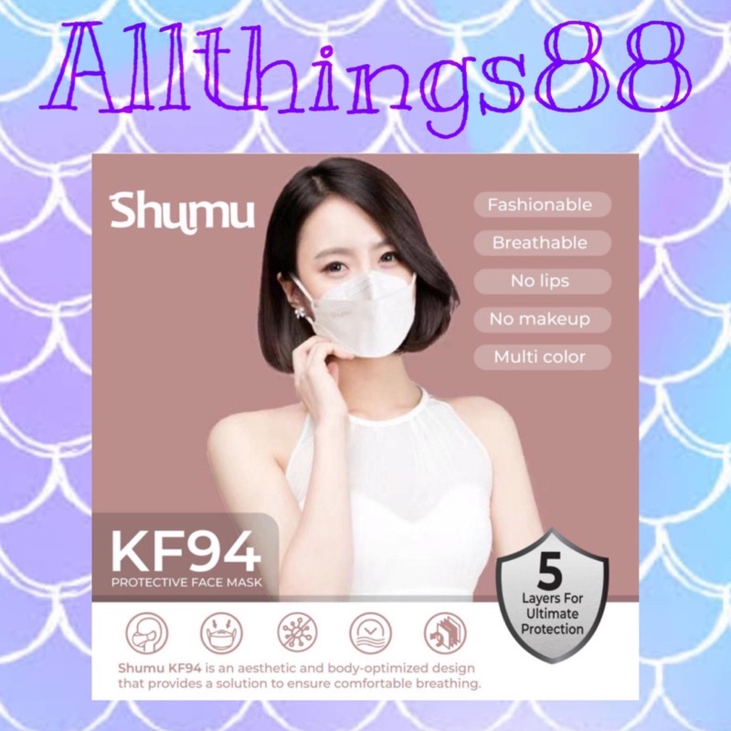 Masker Shumu KF94 5 Ply Isi 10 pcs free Connector Hijab Disposable Face Mask Premium Warna EMBOSS