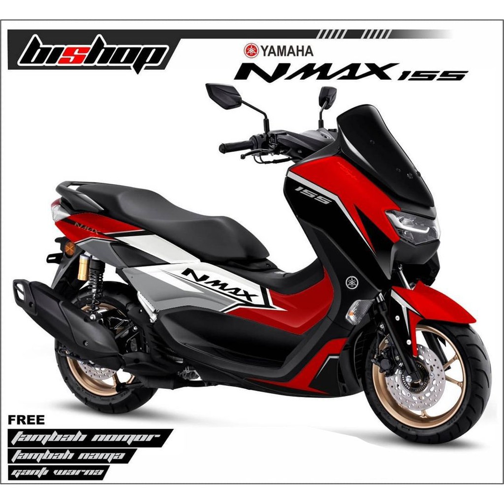 Stiker Untuk Motor Aksesoris Kendaraan Decal Full Body Yamaha Nmax Silver Merah Terlaris By Haver Sh