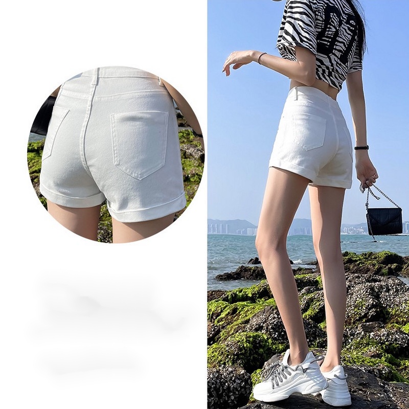 Celana pendek stretch wanita celana pendek hitam wanita hotpants high waist hot pants jeans korean