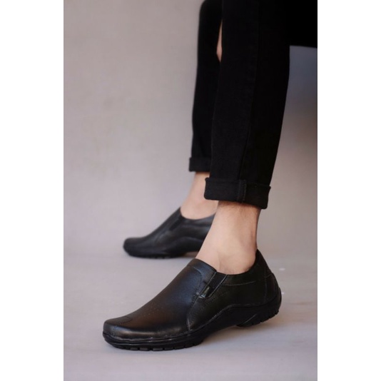 BADIL (KULIT ASLI) - Sepatu Pria Casual Kerja Slip On Santai Kulit Asli Original Handmade Premium