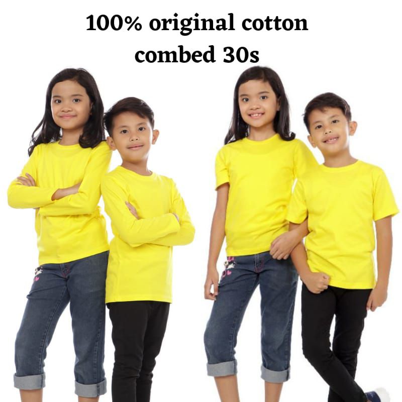 Kaos Anak Polos Lengan panjang Lengan pendek Cotton Combed 30s, Pakaian Anak Tanggung, Kaos Anak Com