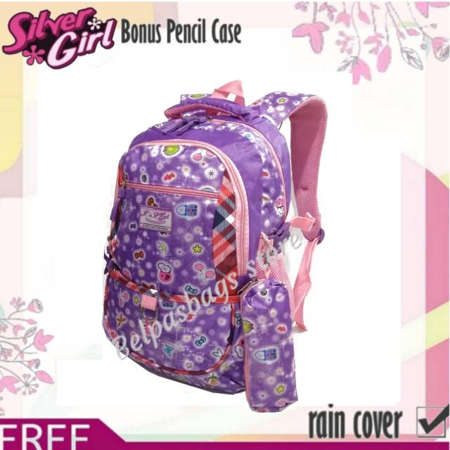 Tas sekolah anak wanita silver girl 72084V-1