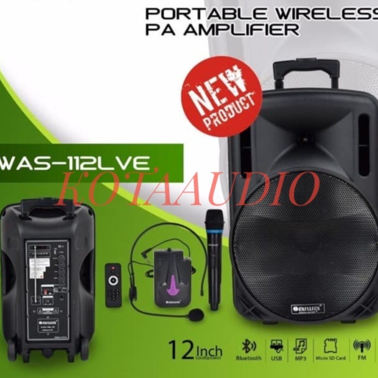 Speaker Portable Wireless Aiwa WAS 112 LVE/ Naiwa WAS 112LVE 12Inch