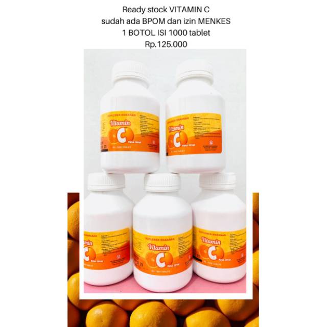 Vitamin C Rasa Jeruk Ber Bpom Isi 1000 Tablet Shopee Indonesia