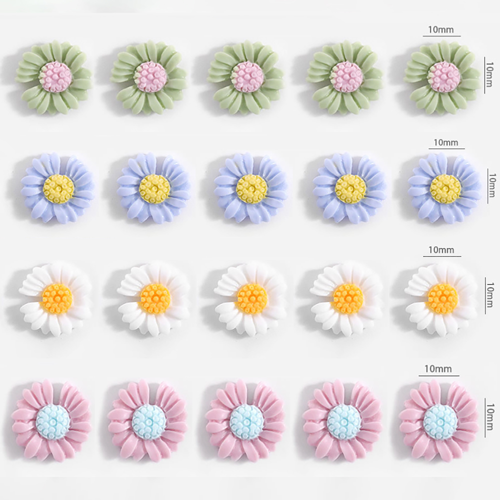 Mxbeauty 5 Pcs / Pak Ornamen Bunga Daisy 3d Bahan Resin 8 Warna Untuk Dekorasi Nail Art