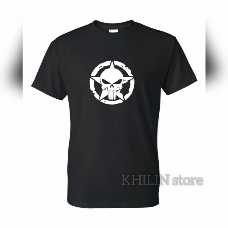 Kaos distro pria Star Skull lengan pendek cotton baju atasan cowok tshirt lelaki