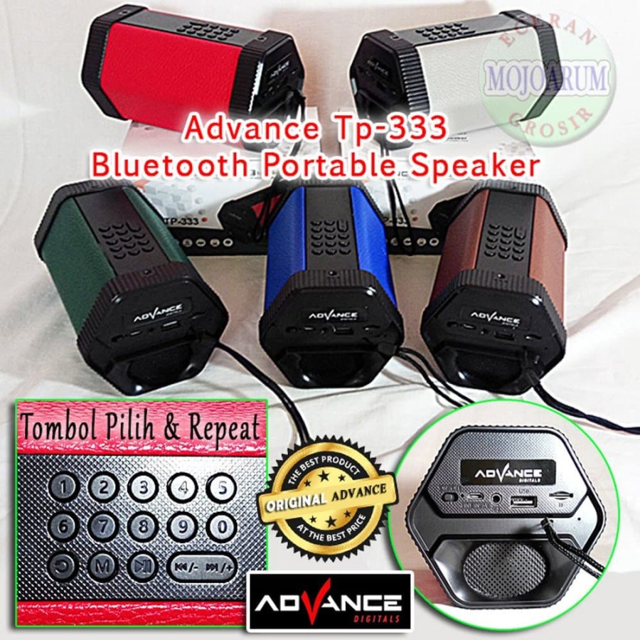 Advance Speaker Portable Bluetooth Bass TP 333 Musik Box FM Radio Dan USB MP3