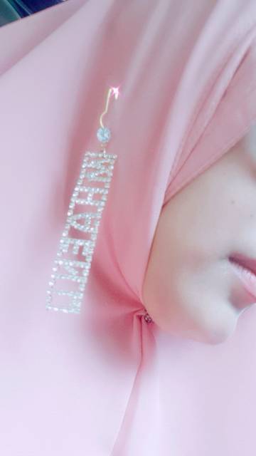 A80 Anting hijab juntai premium full gold petak panjang