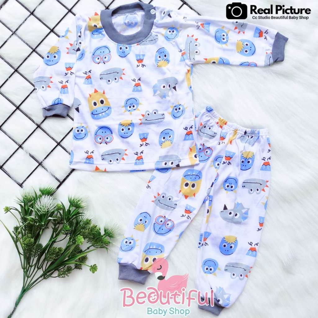 Baby.ou - Setelan Baju Bayi Lengan Panjang Celana Panjang Motif Crocodile / Setelan Piyama Bayi / Baju Bayi Panjang / Baju Tidur Bayi Viori