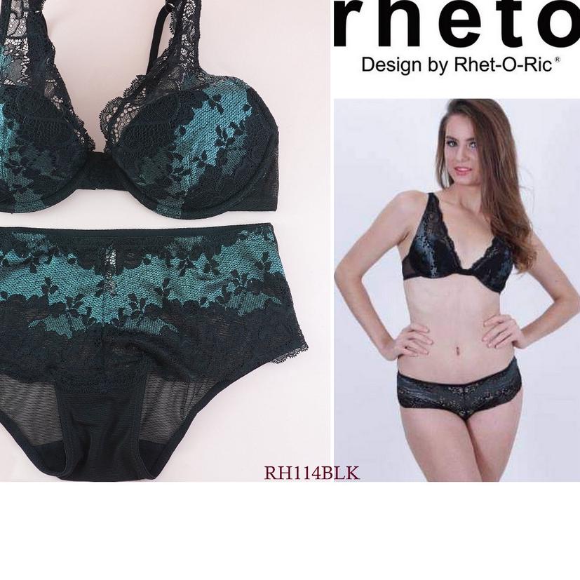 ℗ BRA SET WANITA KAWAT BUSA TIPIS FULL CUP RENDA UNDERWEAR PAKAIAN DALAM RHETO (RHET-O-RIC) RH114BLK