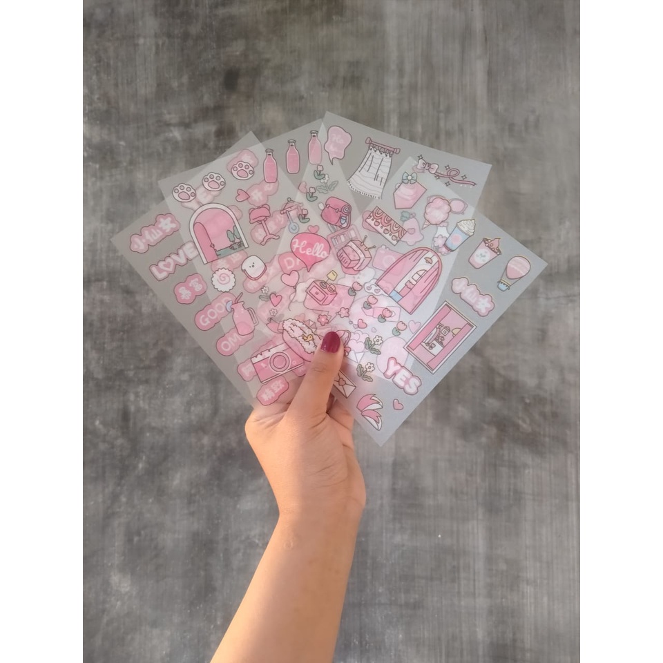 

[Canaya] Sticker Sheet pink home sweet home series || Sticker PET glitter kisscut || bujo || Deco || Aesthetic || Journal || Dekorasi